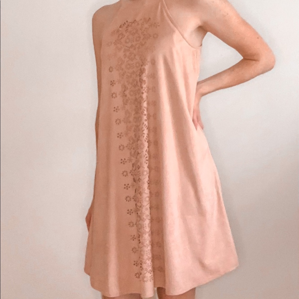 Altar’s state pink suede dress